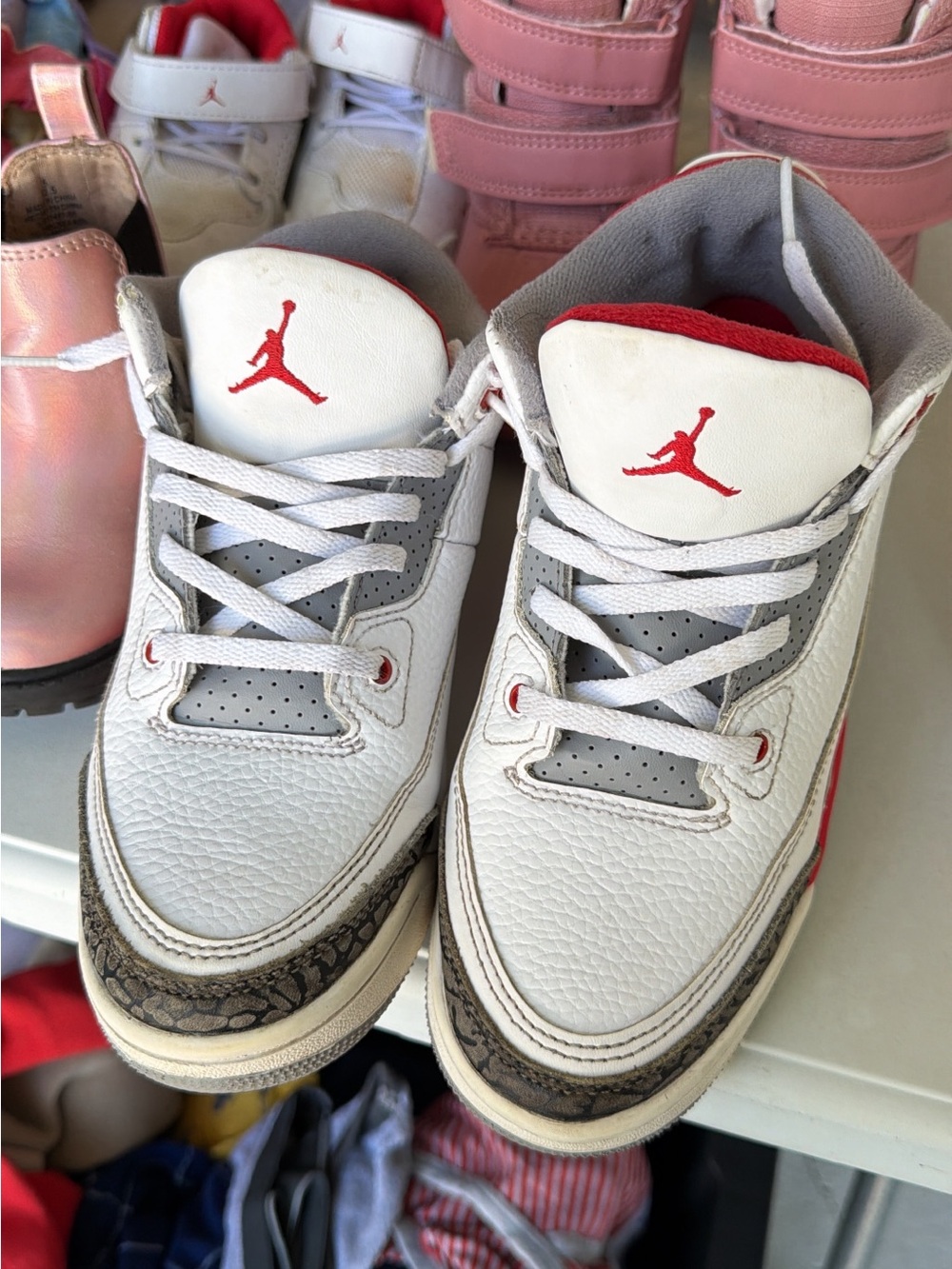 Jordan Kids' White & Red Retro Basketball Sneakers